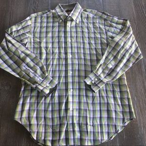 Tailorbyrd Green & Yellow Plaid Dress Shirt